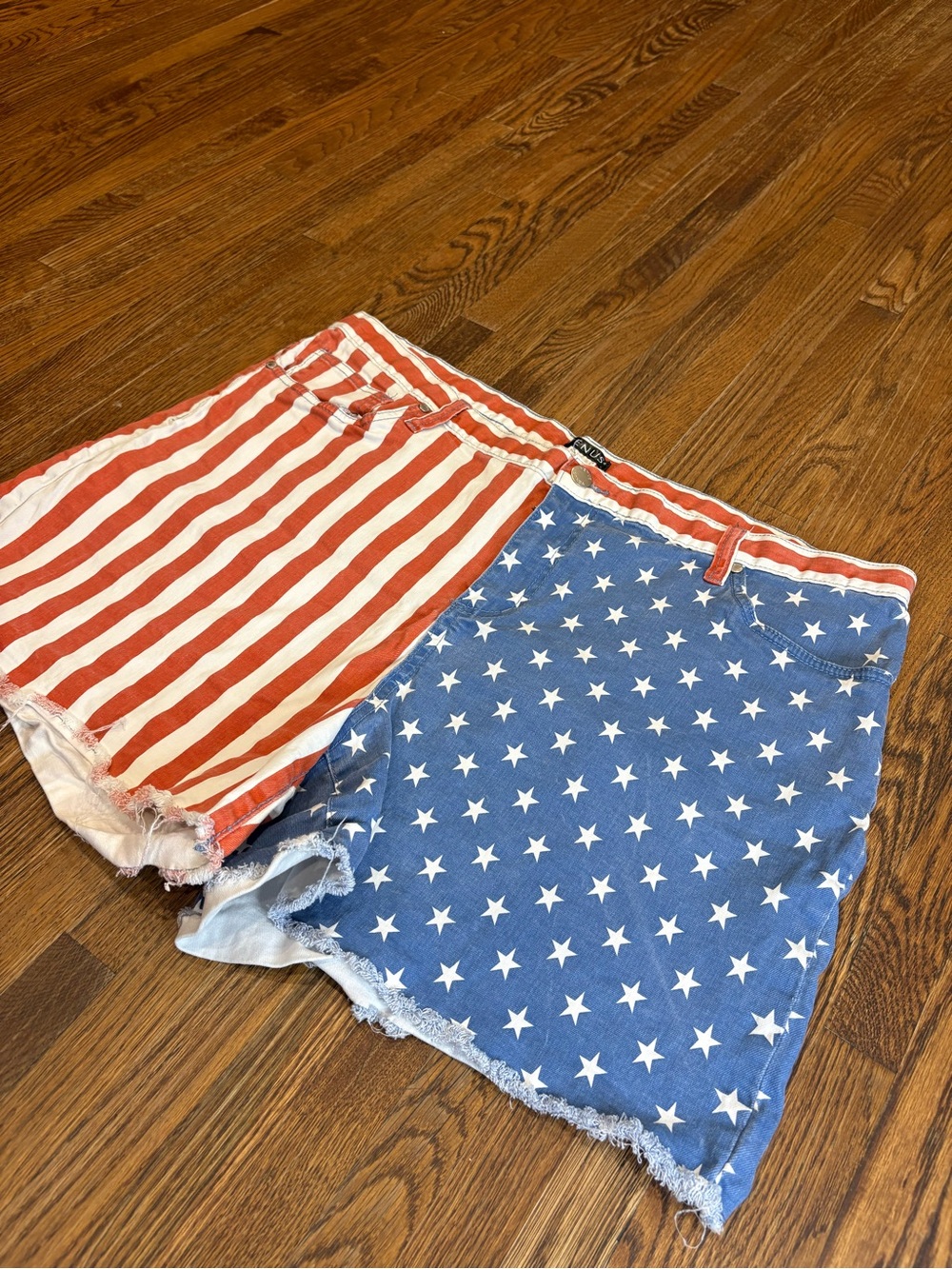 Venus Women's American Flag Patriotic Denim Jean Shorts Size 24